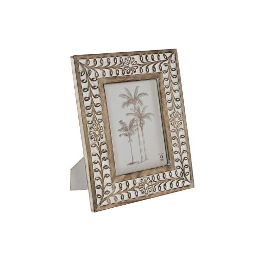 Moldura de Fotos Branco Natural Cristal Madeira de mangueira Flor Índio 26