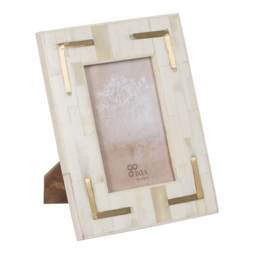 Moldura de Fotos Creme Dourado Resina Cobre 10 x 15 cm 17 x 1