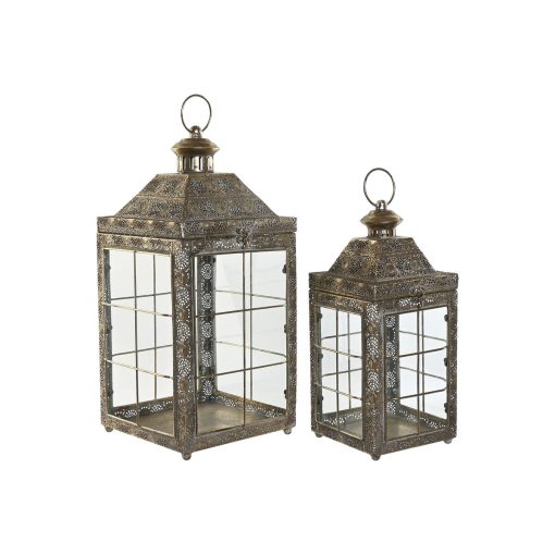 Postes de iluminação Dourado Metal Cristal Árabe 26 x 26 x 53 cm (2 Peças)