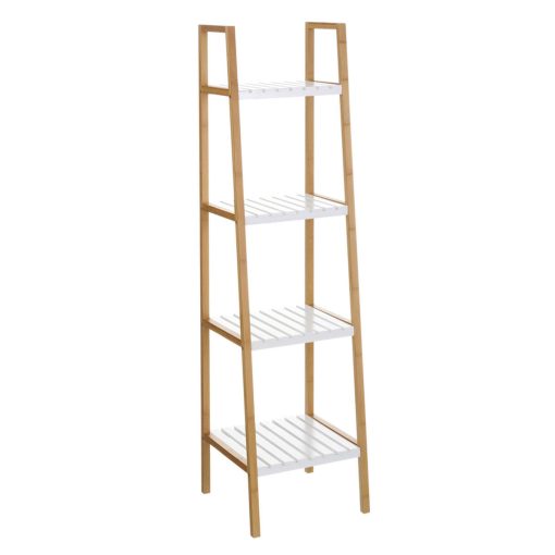 Prateleira de Casa de Banho Branco Natural 35 x 35 x 138 cm