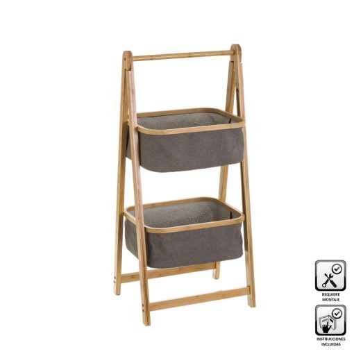 Prateleira de Casa de Banho Cinzento Natural 45 x 36 x 98 cm - Image 2