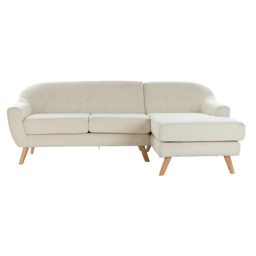 Sofá Chaise Longue Creme Madeira da borracha 226 x 144 x 84 cm - Image 2