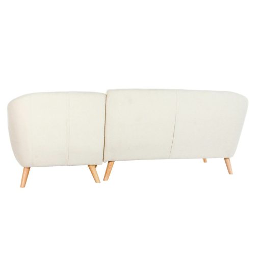 Sofá Chaise Longue Creme Madeira da borracha 226 x 144 x 84 cm - Image 3