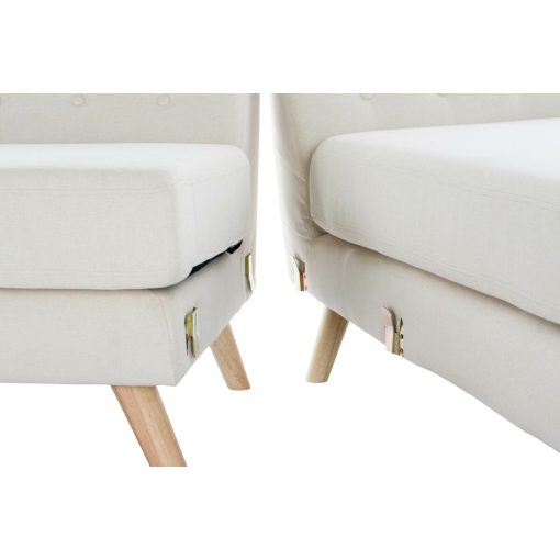 Sofá Chaise Longue Creme Madeira da borracha 226 x 144 x 84 cm - Image 4