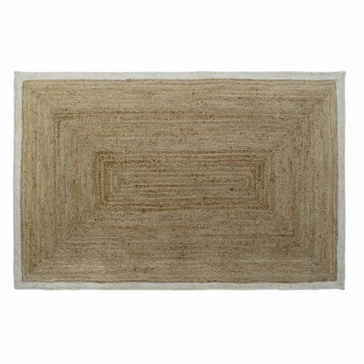 Tapete Scandi Poliéster Algodão Branco Marrom claro Jute 120 x 180 x 1 cm