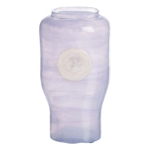 Vaso Azul Branco Resina Cristal 12 x 9 x 25 cm