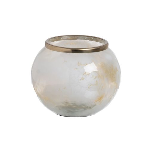 Vaso Branco Champanhe Alumínio Cristal 19 x 19 x 13 cm