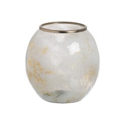 Vaso Branco Champanhe Alumínio Cristal 20 x 20 x 21 cm