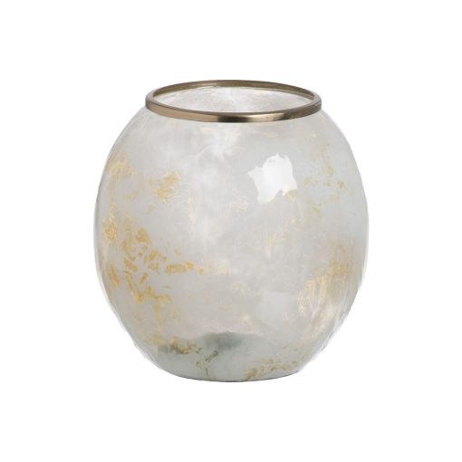 Vaso Branco Champanhe Alumínio Cristal 20 x 20 x 21 cm