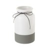 Vaso Branco Cinzento Cerâmica 15 x 15 x 25 cm