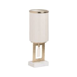 Vaso Branco Dourado Alumínio Cristal Mármore 12