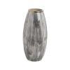 Vaso Branco Preto Alumínio Cristal 21 x 21 x 44