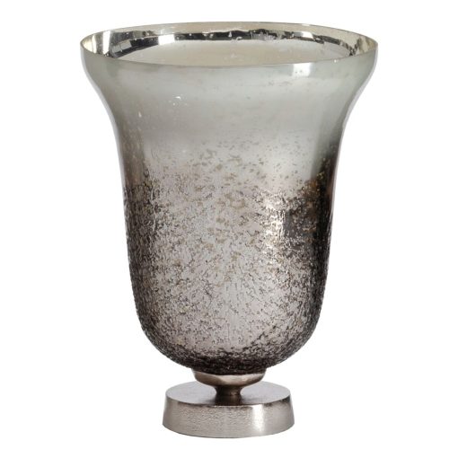 Vaso Prateado Alumínio Cristal 25 x 25 x 33 cm