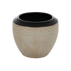 Vaso Preto Creme Cerâmica 30 x 30 x 28 cm