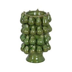 Vaso Verde Cerâmica Peixes 22 x 22 x 31