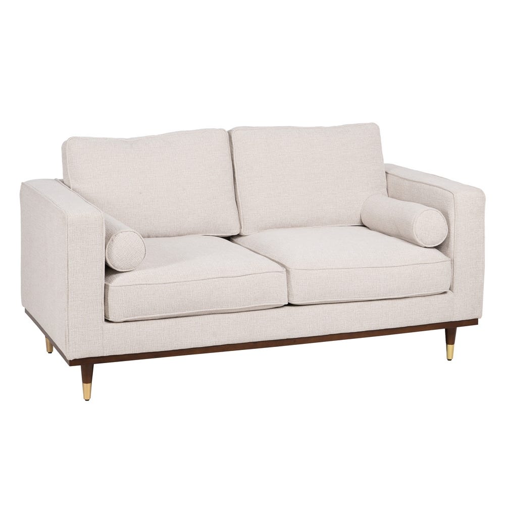 Sofá 2 Lugares Sala Tecido-Madeira Bege 172 X 89 X 91 Cm - Image 5