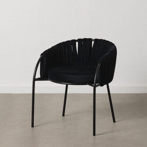 Cadeira de sala em tecido-metal preto 60 x 49 x 70 cm - Image 10