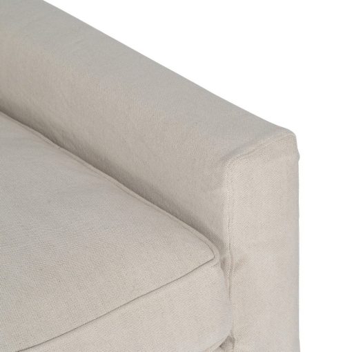 Sofá 4 Lugares Creme Tecido-Madeira 260 X 100 X 83 Cm - Image 8