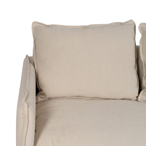 Sofá 2 Lugares Creme Tecido-Madeira 160 X 95 X 85 Cm - Image 6