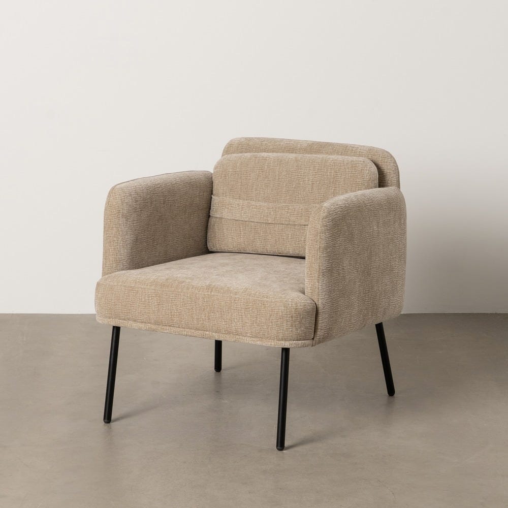 Poltrona Sala Tecido-Madeira Bege 72 X 72 X 73 Cm - Image 6