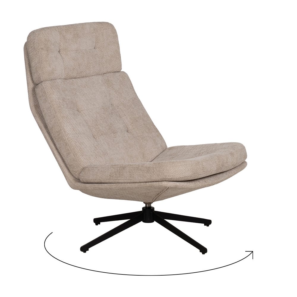 Poltrona Revolvendo Bege Tecido-Metal 65 X 98 X 93 Cm - Image 4