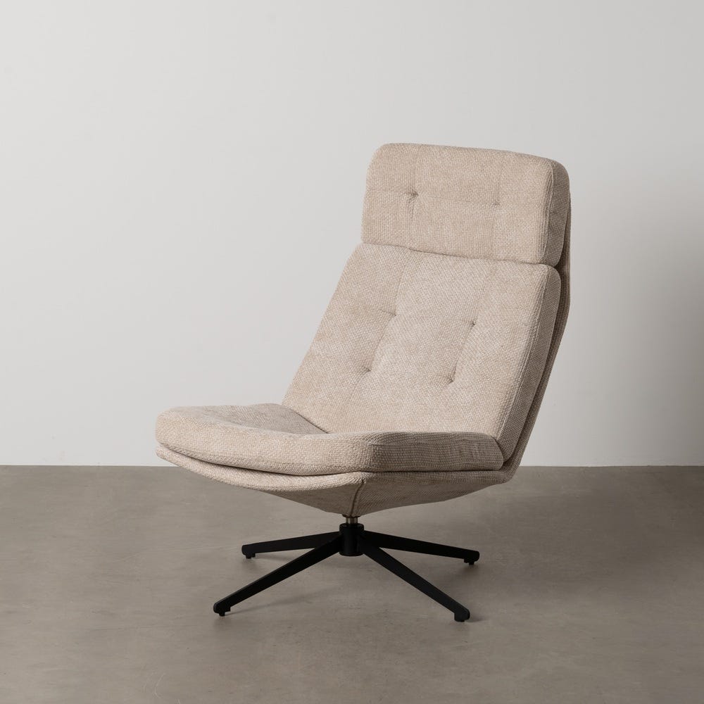 Poltrona Revolvendo Bege Tecido-Metal 65 X 98 X 93 Cm - Image 12