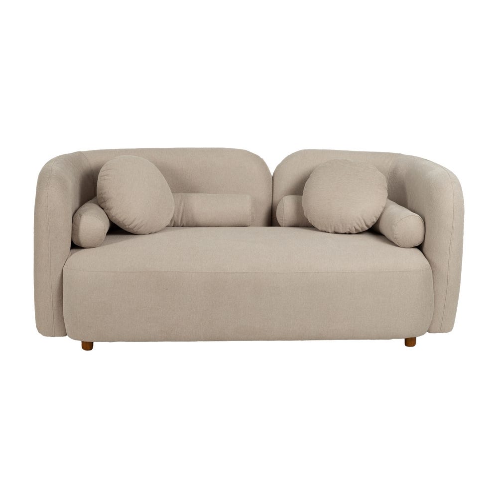 Sofá 2 Lugares Bege Tecido-Madeira 176 X 88 X 72 Cm - Image 7