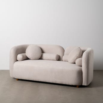 Sofá 2 Lugares Bege Tecido-Madeira 176 X 88 X 72 Cm - Image 13