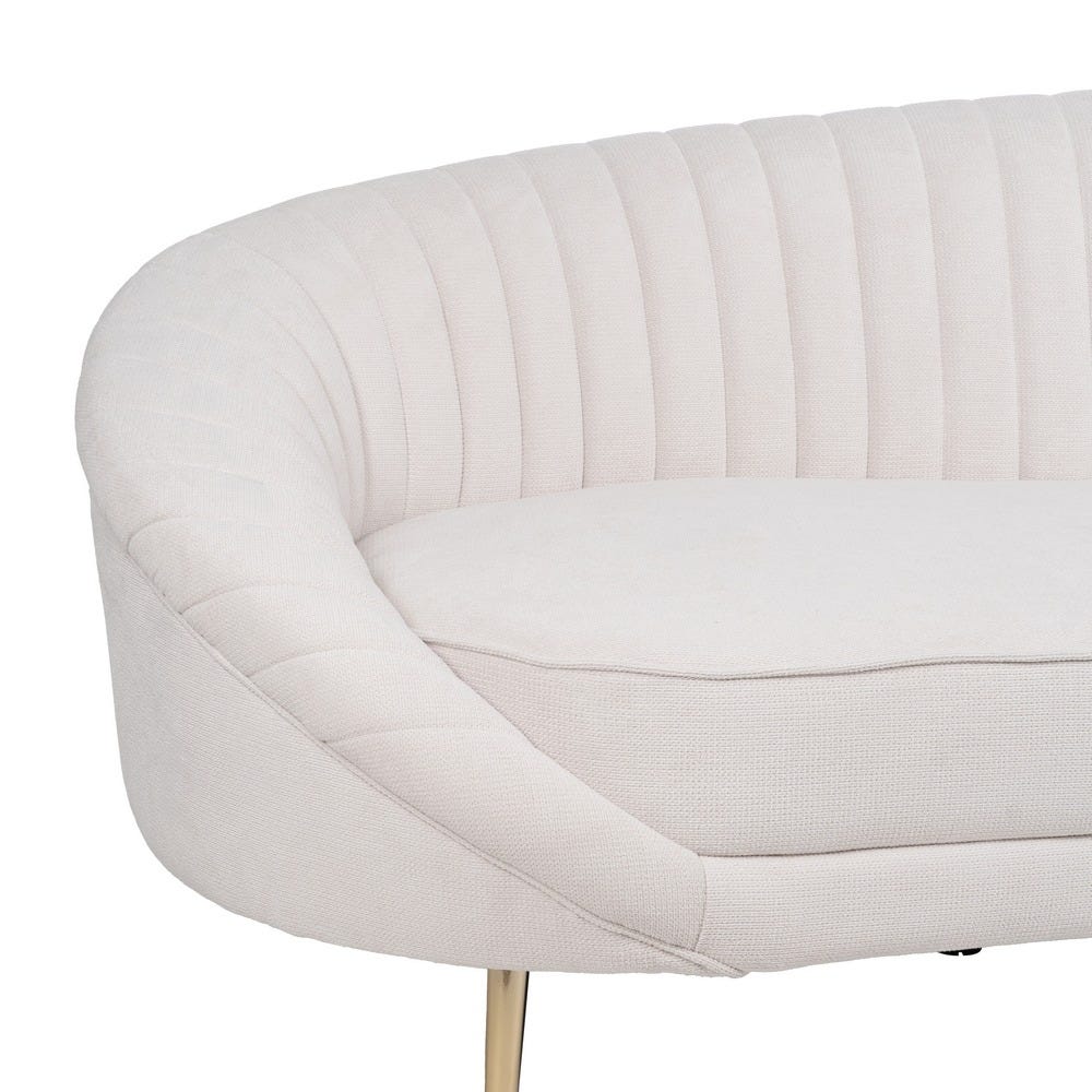 Sofá 3 Lugares Creme Tecido-Metal 247 X 105 X 81 Cm - Image 9