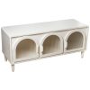 Aparador De Madeira Mdf Branco Com 3 Portas De Vidro 120x42x53cm