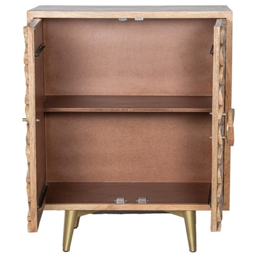 Armário De Madeira De Mango 2 Portas Pernas De Metal Dourado 90x42x110cm - Image 2