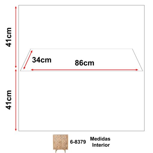 Armário De Madeira De Mango 2 Portas Pernas De Metal Dourado 90x42x110cm - Image 4