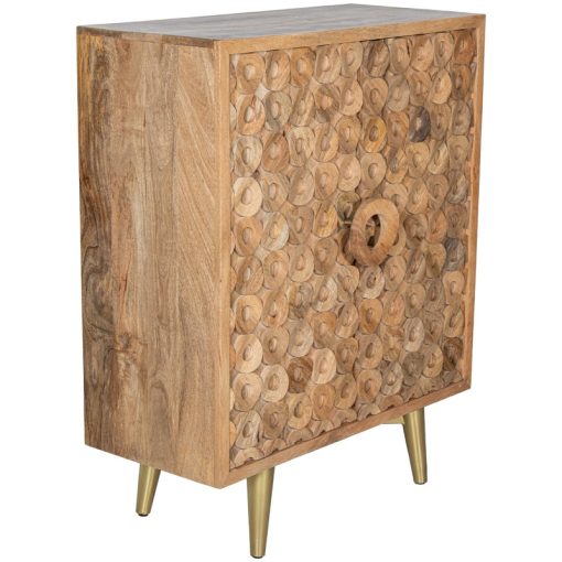 Armário De Madeira De Mango 2 Portas Pernas De Metal Dourado 90x42x110cm - Image 8
