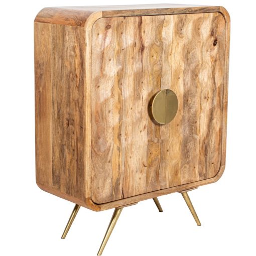 Armário De Madeira De Mango 2 Portas Pernas Metal Dourado 90x40x115cm - Image 7