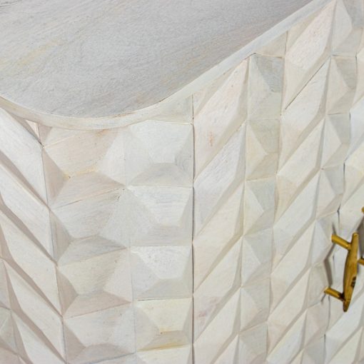 Armário De Madeira De Mango 4 Portas Pernas De Metal Dourado 90x42x110cm - Image 3