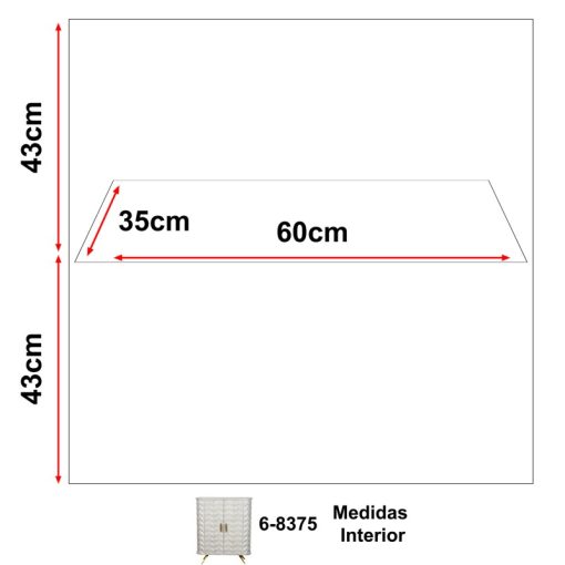 Armário De Madeira De Mango 4 Portas Pernas De Metal Dourado 90x42x110cm - Image 5