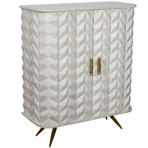 Armário De Madeira De Mango 4 Portas Pernas De Metal Dourado 90x42x110cm - Image 7