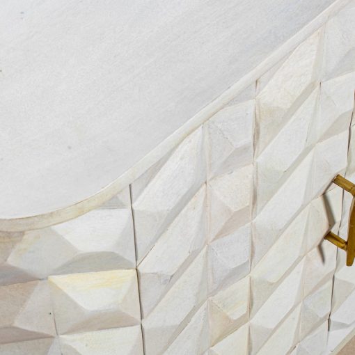 Armário De Madeira De Mango 4 Portas Pernas De Metal Dourado 90x42x110cm - Image 8
