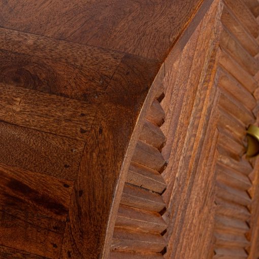 Armário Em Madeira De Mango 4 Portas Pernas Em Metal Dourado 152x42x81cm - Image 5