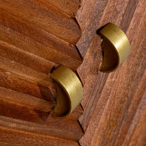 Armário Em Madeira De Mango 4 Portas Pernas Em Metal Dourado 152x42x81cm - Image 7