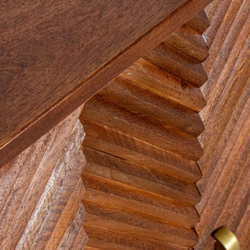 Armário Em Madeira De Mango 4 Portas Pernas Em Metal Dourado 152x42x81cm - Image 8