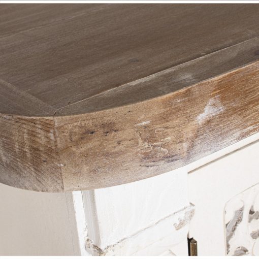 Armário Madeira  com 2 Portas +2 Gavetas Esculpido Branco Envejec 85x40x170cm, Abeto+dm - Image 7