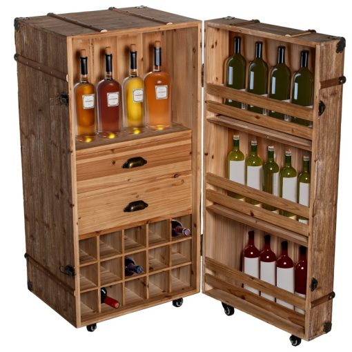 Armário Para Vinhos Madeira Reciclada 53x52x106cm - Image 3