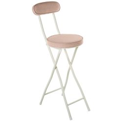 Banco Alto De Metal Branco Tecido Bege Com Encosto 30x42x93cm Alt. Assento:66cm