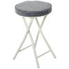 Banco Dobrável Metal Branco Tecido Cinzento 30x49cm