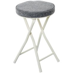 Banco Dobrável Metal Branco Tecido Cinzento 30x49cm