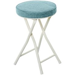 Banco Dobrável Metal Branco Tecido Verde 30x49cm