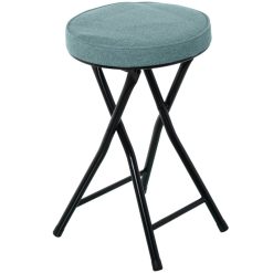 Banco Dobrável Metal Preto Tecido Verde 30x49cm