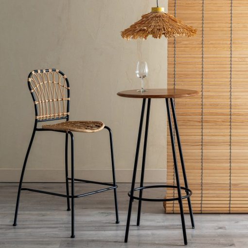 Banco Natural-Preto Pe-Aço Room 60 X 61 X 117 Cm
