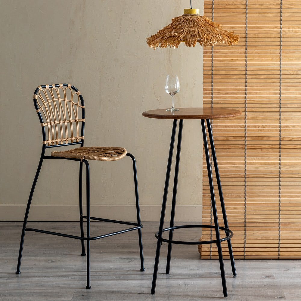 Banco Natural-Preto Pe-Aço Room 60 X 61 X 117 Cm